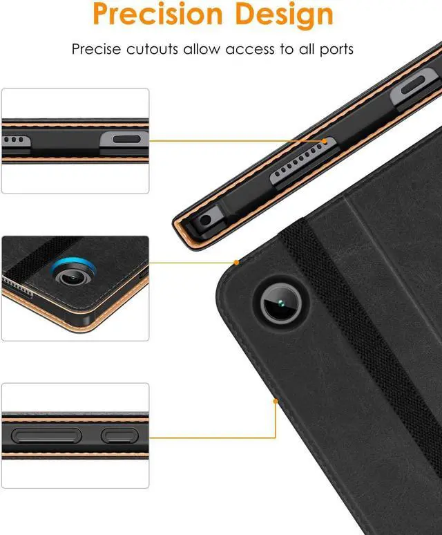 Alt view image 7 of 7 - for  Galaxy Tab A8 10.5 inch Case 2022 Premium Leather Business Folio Stand Cover with Built-in Hand Strap for  Galaxy Tab A8 10.5 2022 Model [SM-X200/X205/X207] Black