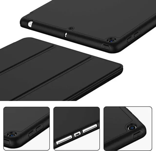 Alt view image 4 of 7 - iPad 9th Generation Case 2021/iPad 8th Generation Case 2020 10.2 Inch with Pencil Holder iPad 7th Gen 2019 Case with Soft Baby Skin Silicone Back Auto Wake/Sleep Cover (Black)