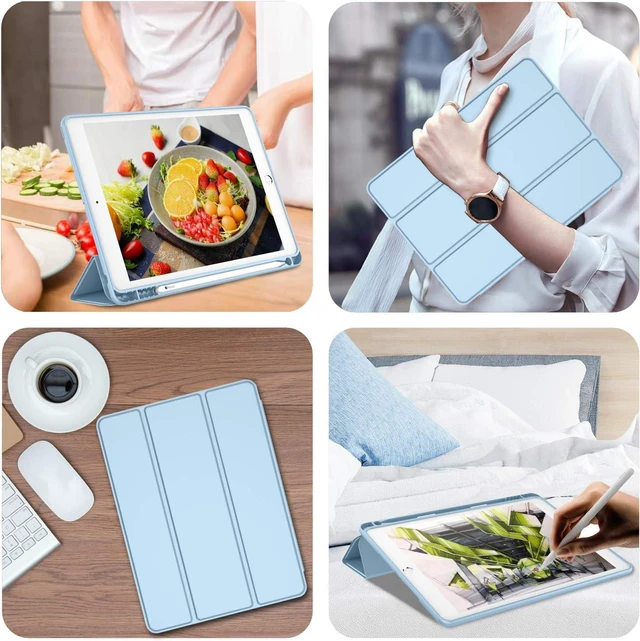 Alt view image 5 of 7 - iMieet for iPad 9.7 Inch Case iPad 6th/5th Generation Case 2018 2017(Model: A1893 A1954 A1822 A1823), Soft Silicone Cover with Pencil Holder and Auto Wake/Sleep (Sky Blue)