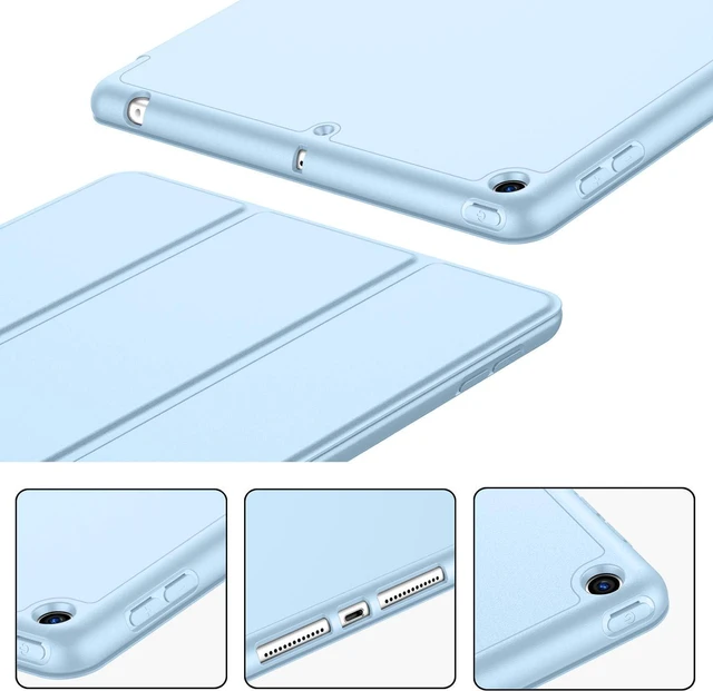 Alt view image 3 of 7 - iMieet for iPad 9.7 Inch Case iPad 6th/5th Generation Case 2018 2017(Model: A1893 A1954 A1822 A1823), Soft Silicone Cover with Pencil Holder and Auto Wake/Sleep (Sky Blue)