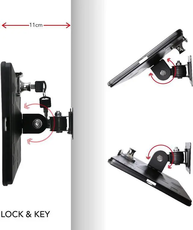 Alt view image 3 of 7 - On Wall Mount bracket for iPad 9.7"(6th,5th,Gen.), 9.7"Air1& 2, iPad 9.7"Pro, Excluding iPad 9.7"(1th,2th,3th,4th,Gen.),Anti Theft Lock , Rotate Design Arbitrary ,Multi Angle, Metal,(Black)
