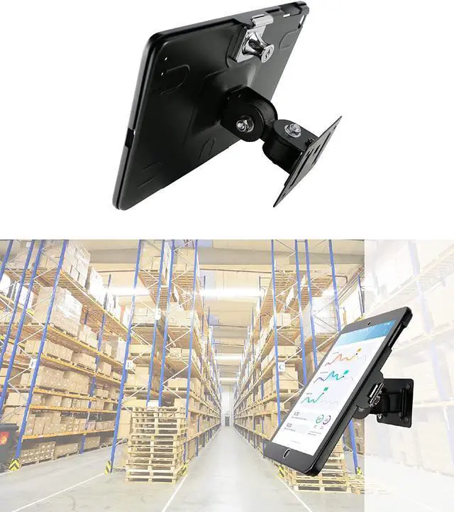Alt view image 4 of 7 - On Wall Mount bracket for iPad 9.7"(6th,5th,Gen.), 9.7"Air1& 2, iPad 9.7"Pro, Excluding iPad 9.7"(1th,2th,3th,4th,Gen.),Anti Theft Lock , Rotate Design Arbitrary ,Multi Angle, Metal,(Black)
