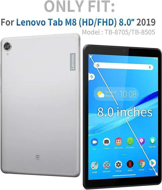 Alt view image 2 of 7 - Case for Lenovo Tab M8 (Lenovo TB-8505f Case, Lenovo Tablet M8 3rd/ 2nd Case, FHD/HD LTE 8 inch): with Strong Protection, Screen Protector, Hand Strap, Shoulder Strap, Rotating Stand - Black