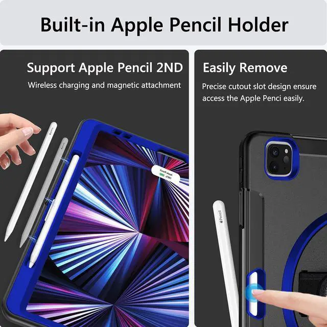 Alt view image 5 of 7 - Case for iPad Pro 12.9 2021 5th Generation Black + Case for iPad Pro 11 2021 Blue- Get 2