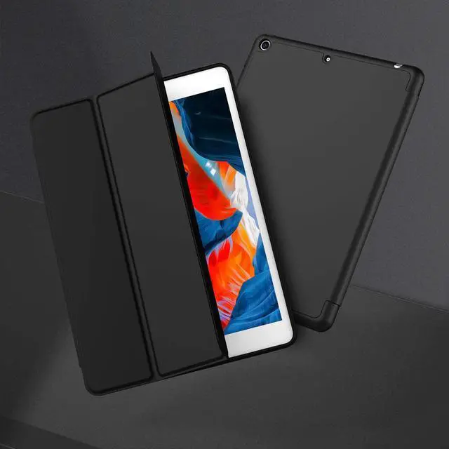 Alt view image 6 of 7 - iPad 9th Generation Case 2021/iPad 8th Generation Case 2020 10.2 Inch with Pencil Holder iPad 7th Gen 2019 Case with Soft Baby Skin Silicone Back Auto Wake/Sleep Cover (Black)