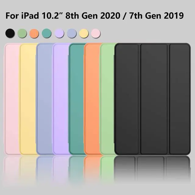 Alt view image 7 of 7 - iPad 9th Generation Case 2021/iPad 8th Generation Case 2020 10.2 Inch with Pencil Holder iPad 7th Gen 2019 Case with Soft Baby Skin Silicone Back Auto Wake/Sleep Cover (Black)