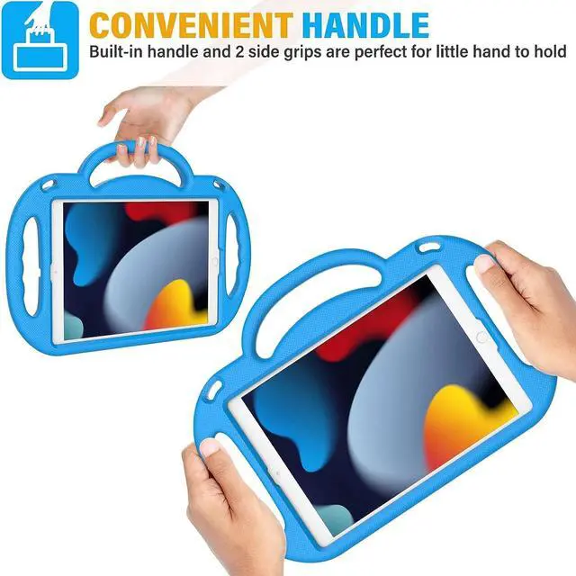 Alt view image 3 of 7 - SUPLIK Kids Case for iPad 9th/8th/7th Generation (10.2 inch 2021/2020/2019) iPad 10.2 Protective Case with Shoulder Strap Handle Stand for  iPad 7th/8th/9th Gen Blue