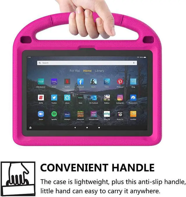 Alt view image 6 of 6 - Fire HD 10 & Fire HD 10 Plus Tablet Case for Kids(11th Generation 2021 Release) - Lightweight Shockproof Kid-Proof Cover with Stand for Kindle Fire HD 10 Kids Tablet & Kids Pro Tablet - Pink