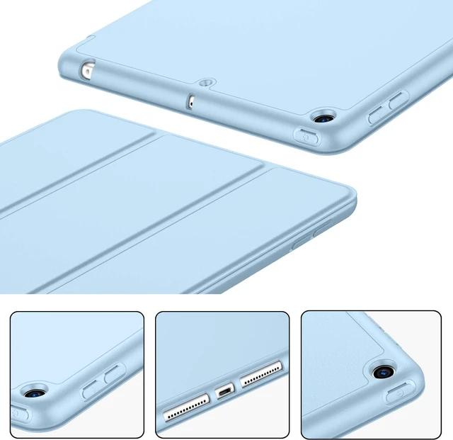 Alt view image 4 of 7 - iMieet iPad 9th Generation Case 2021/iPad 8th Generation Case 2020 10.2 Inch with Pencil Holder, iPad 7th Gen 2019 Case with Soft Baby Skin Silicone Back, Auto Wake/Sleep Cover (Sky Blue)