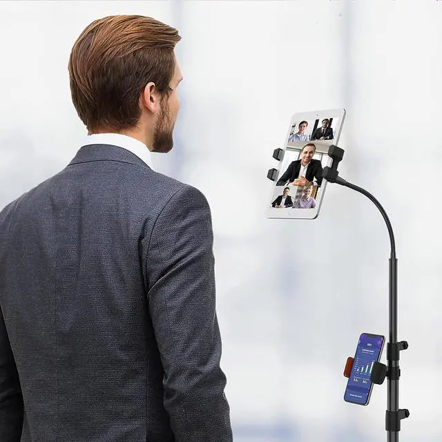 Alt view image 6 of 7 - Tripod Stand for Ipad Gooseneck 63-inch Floor Stand for Tablet Floor Stand for iPad Tripod with 360° Rotating Mount for Mini Air Pro and All 4.7-11.9 Inch Tablet and Phone