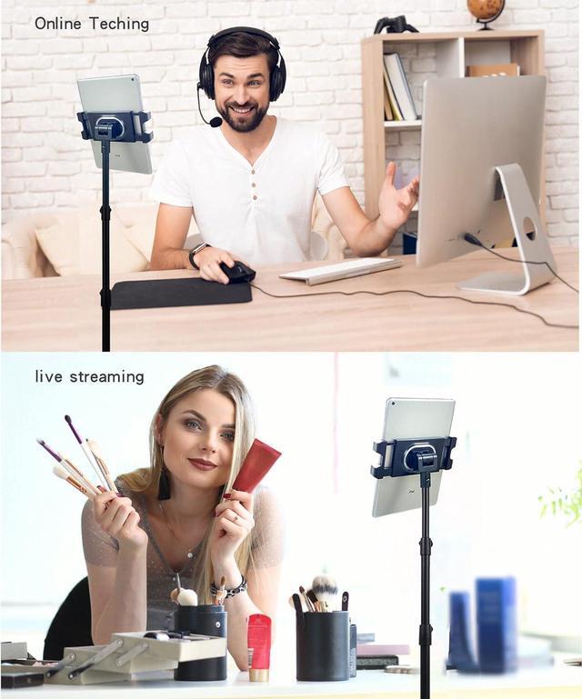 Alt view image 4 of 7 - Tablet Floor Stand Height Adjustable Cellphone Floor Stand with 360°Rotating Tripod Mount Compatible with iPhone iPad Mini/Air/Pro and All 5.5-12.9 Inch Devices