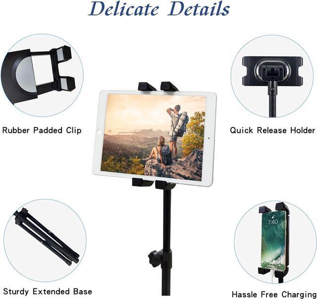 Alt view image 7 of 7 - Tablet Floor Stand Height Adjustable Cellphone Floor Stand with 360°Rotating Tripod Mount Compatible with iPhone iPad Mini/Air/Pro and All 5.5-12.9 Inch Devices