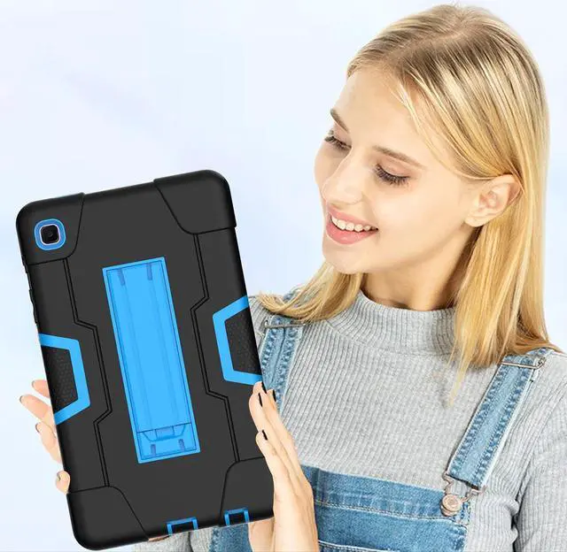Alt view image 5 of 7 - Case for Galaxy Tab A7 Lite 8.7 Case Heavy Duty Rugged Full-Body Hybrid Shockproof Drop Protection Cover  2021 Model SM-T220 / SM- T225 (1-Black+Blue)