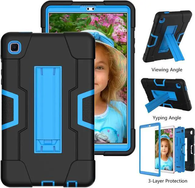 Alt view image 3 of 7 - Case for Galaxy Tab A7 Lite 8.7 Case Heavy Duty Rugged Full-Body Hybrid Shockproof Drop Protection Cover  2021 Model SM-T220 / SM- T225 (1-Black+Blue)