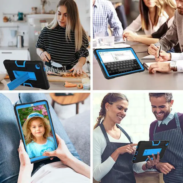 Alt view image 6 of 7 - Case for Galaxy Tab A7 Lite 8.7 Case Heavy Duty Rugged Full-Body Hybrid Shockproof Drop Protection Cover  2021 Model SM-T220 / SM- T225 (1-Black+Blue)