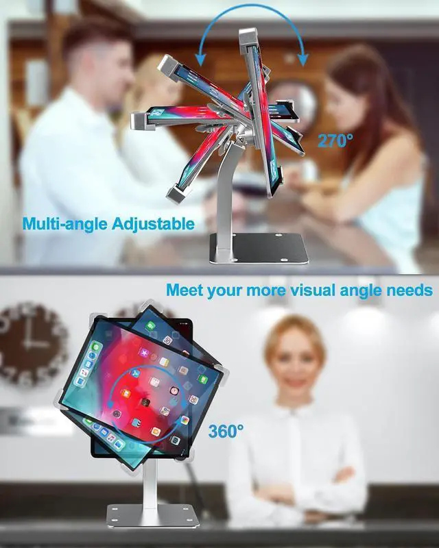 Alt view image 4 of 7 - Anti-Theft Desktop Tablet Kiosk Stand Holder Heavy Duty Countertop Tablet POS Display Mount with Security Lock and Key Compatible with iPad Pro/Air/Mini Galaxy Tabs More 7-11 Tablets