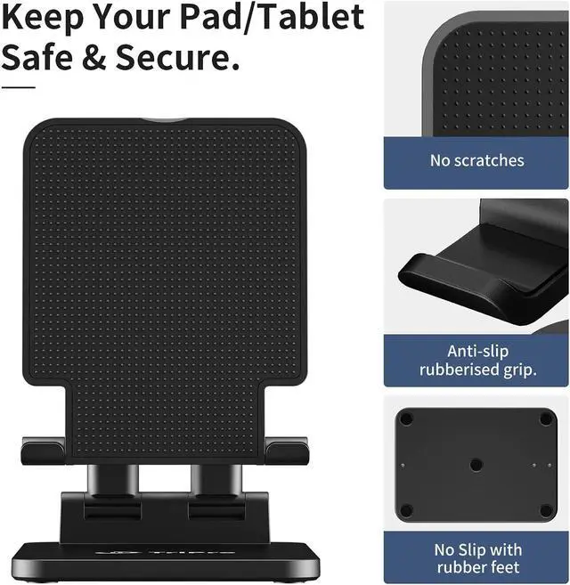 Alt view image 3 of 6 - Tablet Stand -Portable Monitor Stand 4.72 Wide Adjustable & Foldable Super Sturdy Tablet Holder for Desk Compatible with iPad/Tablets/Portable Monitor 7-15.6