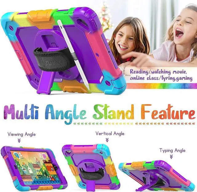 Alt view image 5 of 7 - iPad Mini 5 / Mini 4 Case 7.9 Inch for Kids, Durable Sturdy Heavy Duty Shockproof Protection Folio Stand Case with Smart Cover Auto Sleep/Wake for iPad Mini 5th / 4th Generation, Rose