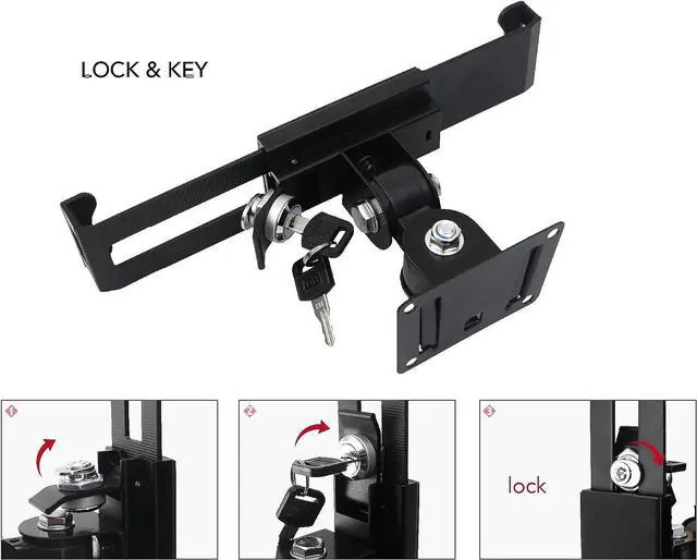 Alt view image 3 of 7 - Tablet Wall Mount Holder with Lock and Key, Rotate Design Arbitrary Adjustment,Multi Angle,Bracket for Most 8 to 10.4 Inch,and for iPad Air &10.2,10.9,Pro 11 Galaxy tab,and More (Black)