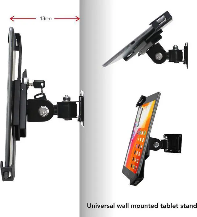 Alt view image 6 of 7 - Tablet Wall Mount Holder with Lock and Key, Rotate Design Arbitrary Adjustment,Multi Angle,Bracket for Most 8 to 10.4 Inch,and for iPad Air &10.2,10.9,Pro 11 Galaxy tab,and More (Black)