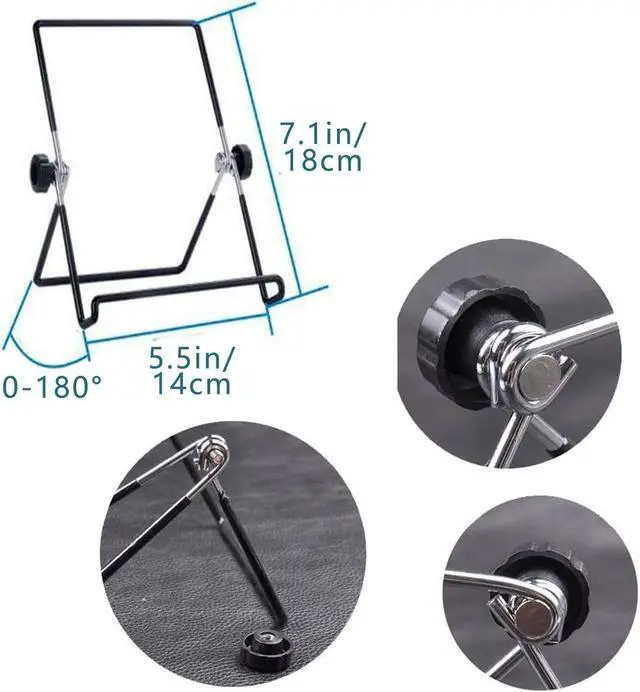 Alt view image 5 of 7 - Adjustable Tablet Stand Holder 2 Pack Non-Slip Foldable Holder Cradle Fit for 9-12.9 Tablets iPad  and Kindle Fire Display Stand Picture Frame Stand for Photos (2 Large Black)