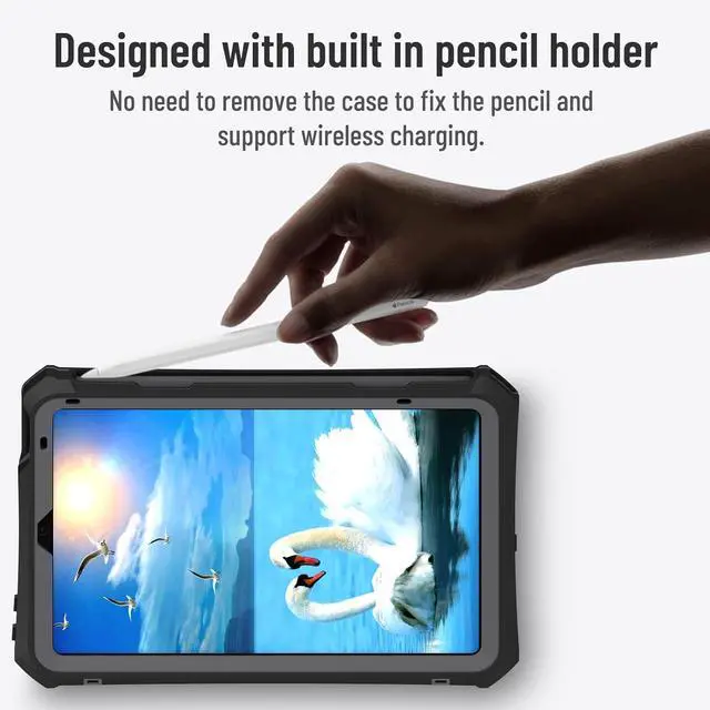 Alt view image 6 of 7 - Waterproof Case for iPad Mini 7 (A17 Pro) 2024/Mini 6 2021 8.3-inch, Full Body Protective With Pencil Holder