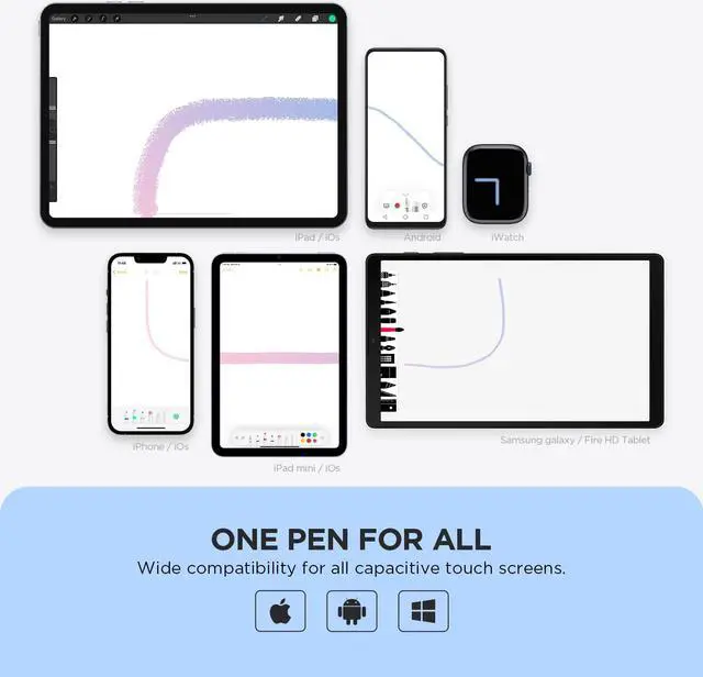 Alt view image 2 of 6 - Stylus Pen for Touch Screens Disc Tip & Magnet Cap Styli Pencil Compatible with  iPad pro/iPad 6/7/8/9/iPhone/ Galaxy Tab A7/S7/Fire HD 7/8/10 Plus Tablet/All Touch Devices.