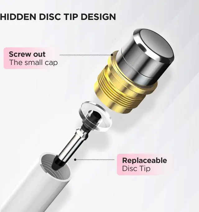 Alt view image 3 of 6 - Stylus Pen for Touch Screens Disc Tip & Magnet Cap Styli Pencil Compatible with  iPad pro/iPad 6/7/8/9/iPhone/ Galaxy Tab A7/S7/Fire HD 7/8/10 Plus Tablet/All Touch Devices.