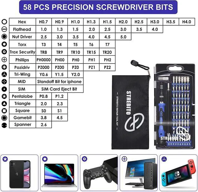 Alt view image 2 of 7 - Precision Screwdriver Set 79 in 1 Screwdriver Kit with 58 Bits & Anti Static Wrist Strap Magnetic Driver Electronics Repair Tool Kit for Computer iPhone Laptop Cell Phone Macbook PS4/5