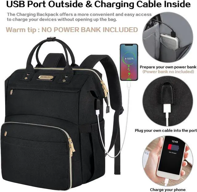 Alt view image 4 of 7 - Lunch Bag Backpack, Insulated Cooler Backpack Lunch Box Laptop Backpack with USB Port for Women Men Fits 15.6 Inch Laptop