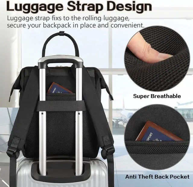 Alt view image 7 of 7 - Lunch Bag Backpack, Insulated Cooler Backpack Lunch Box Laptop Backpack with USB Port for Women Men Fits 15.6 Inch Laptop