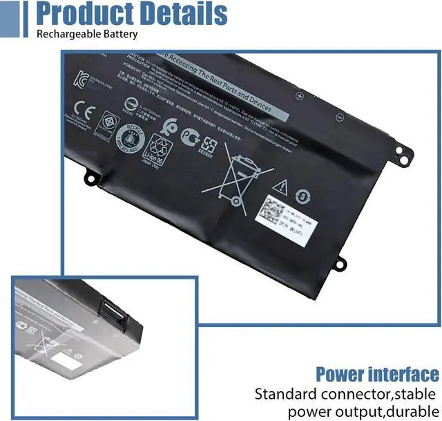 Alt view image 3 of 7 - Vanpir DT9XG Laptop Battery Compatible with Dell Alienware Area-51m R1 R2,D1968W D1968B D1969PW D1733B D1746W D1735DB D1733PB D1766W D1748DW D1746B D1766B D1741DB Series DT9XG 07PWKV 0KJYFY 11.4V
