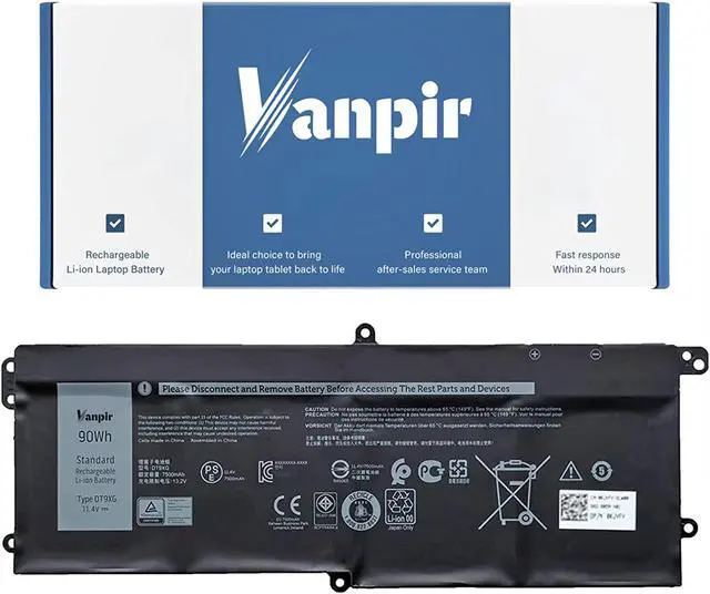 Main image of Vanpir DT9XG Laptop Battery Compatible with Dell Alienware Area-51m R1 R2,D1968W D1968B D1969PW D1733B D1746W D1735DB D1733PB D1766W D1748DW D1746B D1766B D1741DB Series DT9XG 07PWKV 0KJYFY 11.4V