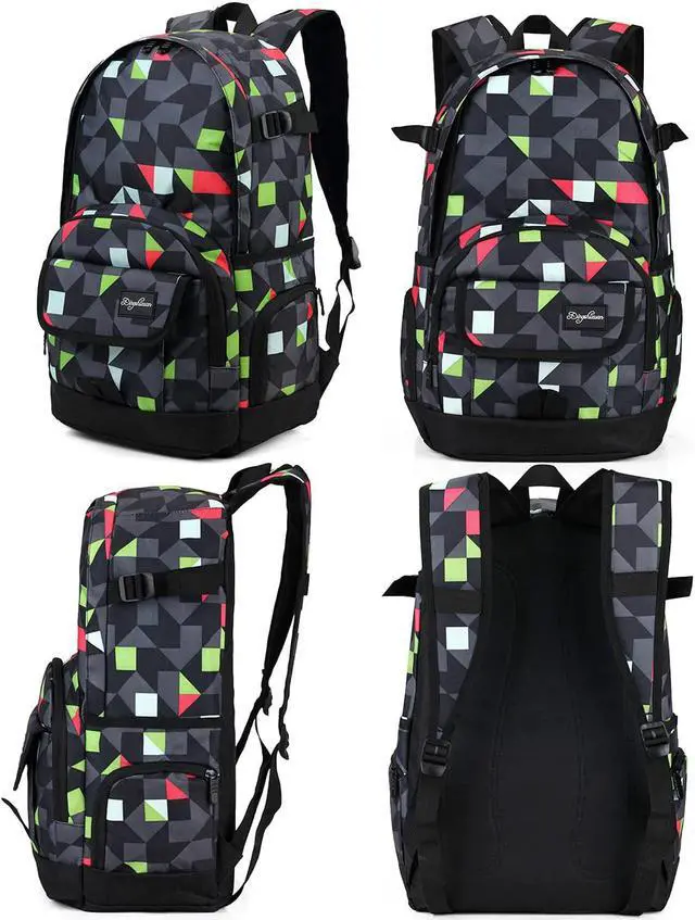 Alt view image 2 of 6 - Rickyh style School Backpack Travel Bag for Men & Women Lightweight College Back Pack with Laptop Compartmen, 04new Grey & Green, One_Size, Rucksack Backpacks
