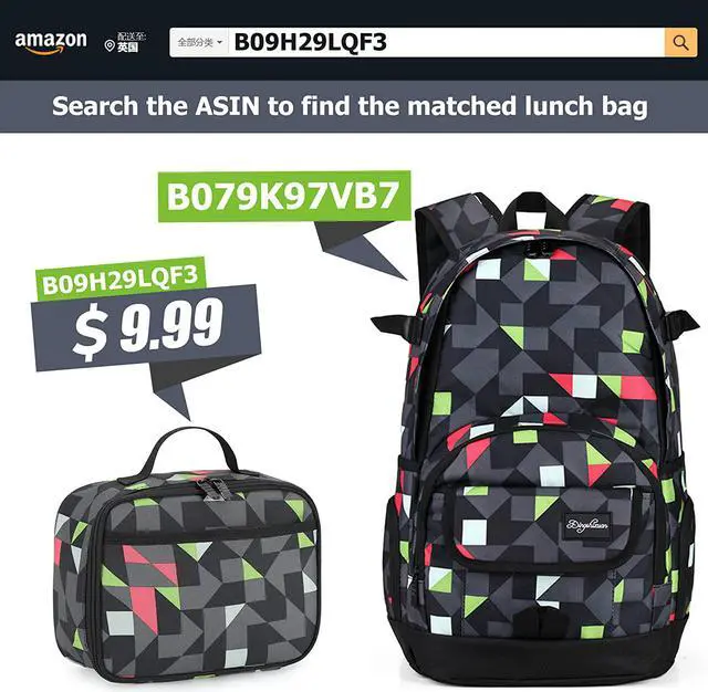 Alt view image 6 of 6 - Rickyh style School Backpack Travel Bag for Men & Women Lightweight College Back Pack with Laptop Compartmen, 04new Grey & Green, One_Size, Rucksack Backpacks