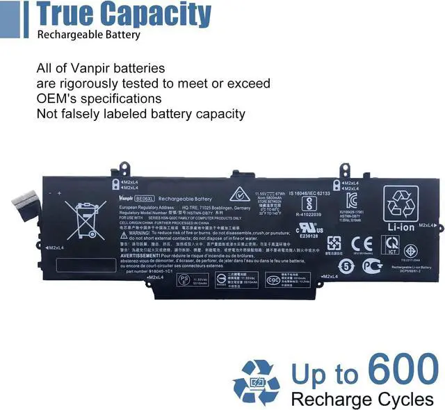Alt view image 5 of 7 - Vanpir BE06XL 918108-855 918045-1C1 Battery Replacement for HP Elitebook 1040 G4 Folio Notebook Battery HSTNN-IB7V 918045-171 918045-2C1 HSN-Q02C BEO6XL HSTNN-DB7Y Battery 11.55V 67Wh 5800mAh