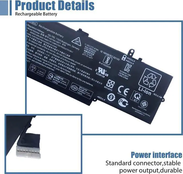 Alt view image 3 of 7 - Vanpir BE06XL 918108-855 918045-1C1 Battery Replacement for HP Elitebook 1040 G4 Folio Notebook Battery HSTNN-IB7V 918045-171 918045-2C1 HSN-Q02C BEO6XL HSTNN-DB7Y Battery 11.55V 67Wh 5800mAh