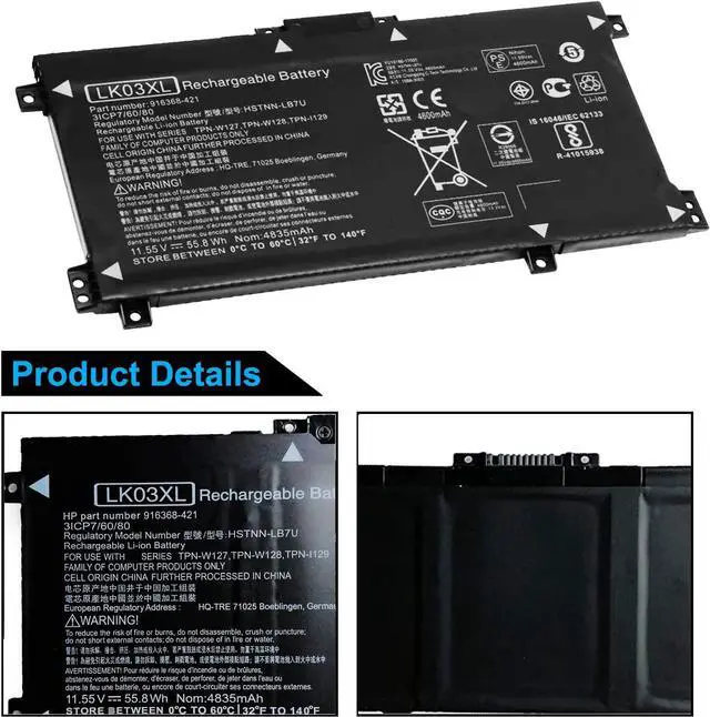 Alt view image 2 of 5 - EBKK LK03XL Laptop Battery for HP Envy X360 17-AE 17M-AE 17T-AE 15-BP000 15M-BP012DX 15M-BP011DX 15M-CN0012DX 17-AE143NG 17M-AE0XX 17M-AE011DX 17M-BW0013DX 916368-541 916814-855