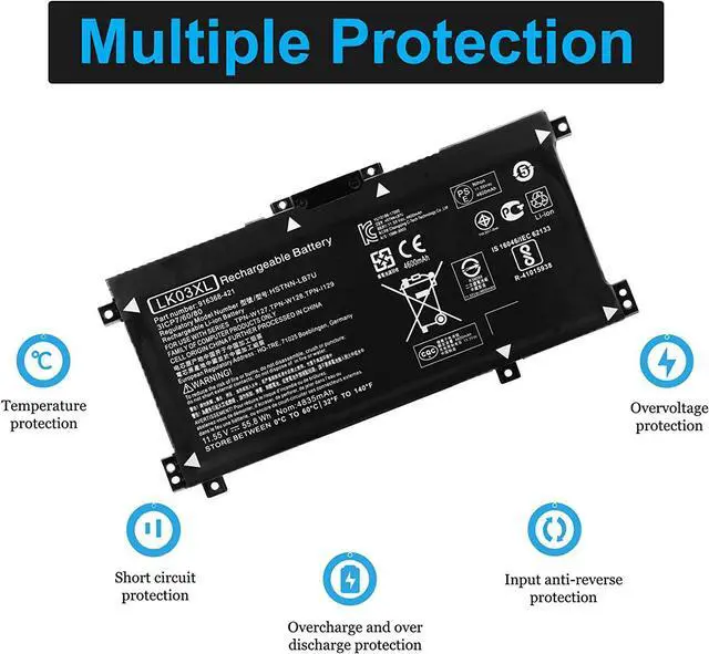 Alt view image 3 of 5 - EBKK LK03XL Laptop Battery for HP Envy X360 17-AE 17M-AE 17T-AE 15-BP000 15M-BP012DX 15M-BP011DX 15M-CN0012DX 17-AE143NG 17M-AE0XX 17M-AE011DX 17M-BW0013DX 916368-541 916814-855