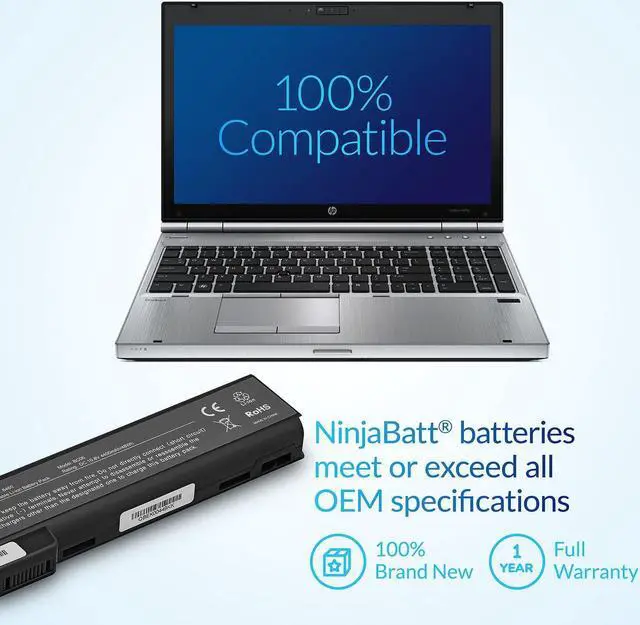 Alt view image 5 of 7 - NinjaBatt Battery for HP 8460P 628668-001 8470P 8570P 628666-001 628670-001 6560B CC06 631243-001 CC09 CC06XL 634089-001 634087-001 6465B 6470B 6460B - High Performance [6 Cells/4400mAh/48Wh]