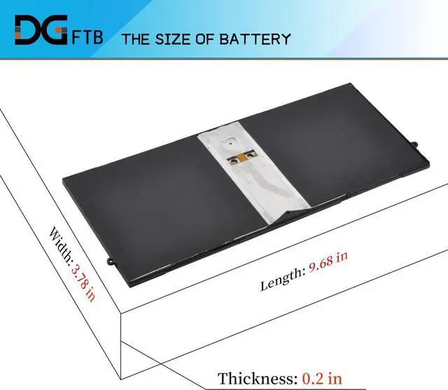 Alt view image 3 of 7 - DGTEC P21GU9 Laptop Battery for Microsoft Surface Pro 1 1514 Surface Pro 2 1601 10.6IN Tablet 2ICP5/94/104 (7.4V 42Wh/5676mAh)
