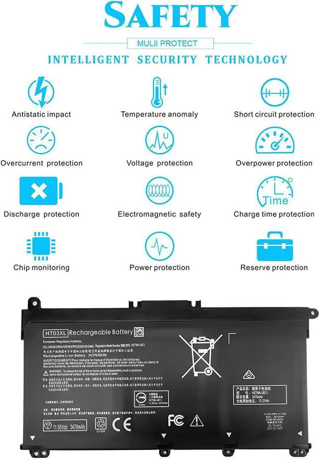 Alt view image 5 of 7 - HT03XL L11119-855 Laptop Battery Fit for HP Pavilion 14-CE 14-CF 14-DF 15-CS 15-DA 15-DB 15-DW 17-by 17-CA Series 15-CS0053CL 15-DW0033NR 15-DA0014DX L11421-542 L11421-2C2 HSTNN-UB7J DB8R HT03041XL