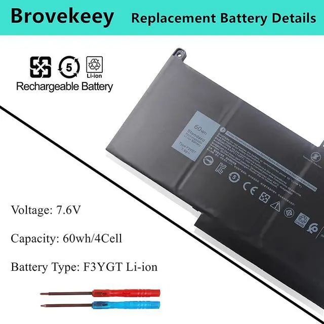 Alt view image 4 of 7 - F3YGT Laptop Battery Compatible with Dell Latitude E7480 E7490 E7280 12 7000 7280 7290 13 7000 7380 7390 14 7000 7480 7490 2X39G 451-BBYE KG7VF 453-BBCF 0DM3WC 451-BBYE 453-BBCF