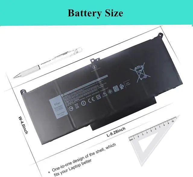 Alt view image 5 of 7 - F3YGT Laptop Battery Compatible with Dell Latitude E7480 E7490 E7280 12 7000 7280 7290 13 7000 7380 7390 14 7000 7480 7490 2X39G 451-BBYE KG7VF 453-BBCF 0DM3WC 451-BBYE 453-BBCF