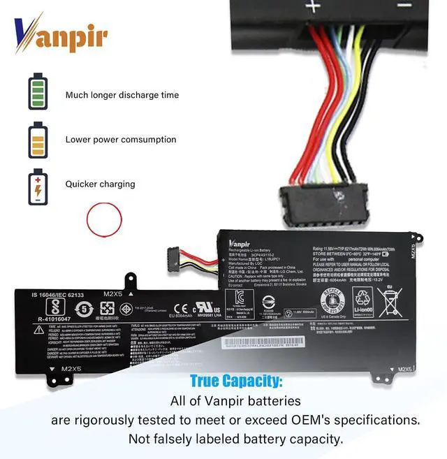 Alt view image 3 of 7 - L16L6PC1 Laptop Battery, 11.58V 72Wh 6217mAh Compatible with Lenovo Yoga 720-15IKB Series Notebook L16M6PC1 L16C6PC1 5B10M53745 5B10M53743 5B10M53744
