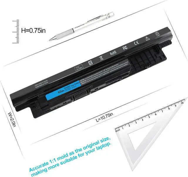 Alt view image 3 of 7 - 40WH XCMRD 14.8V Battery for Dell Inspiron 15 3000 15 3521 3537 3531 3542 3543 3541 3878 15R 5521 5537 Latitude 3440 3540 P28F P40F P26E T1G4M 49VTP 17 3721 3737 17R 5737 5721 14 3421 3442 Bateria