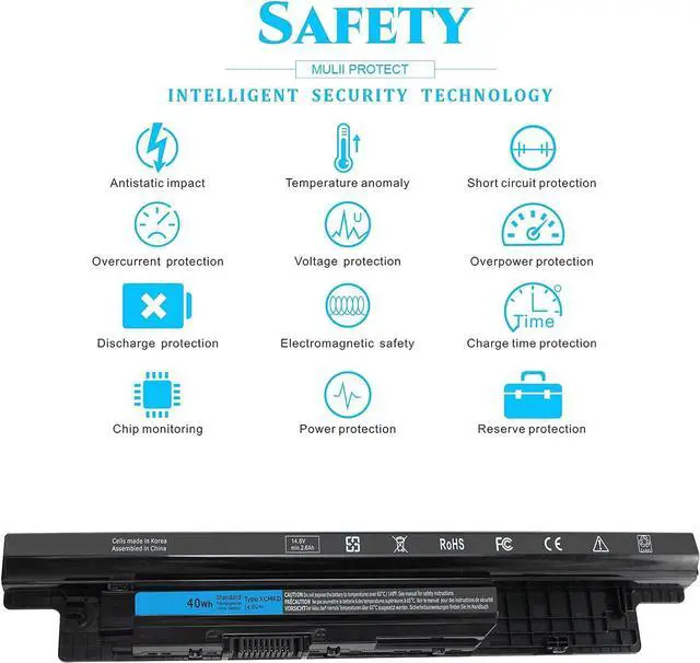 Alt view image 5 of 7 - 40WH XCMRD 14.8V Battery for Dell Inspiron 15 3000 15 3521 3537 3531 3542 3543 3541 3878 15R 5521 5537 Latitude 3440 3540 P28F P40F P26E T1G4M 49VTP 17 3721 3737 17R 5737 5721 14 3421 3442 Bateria