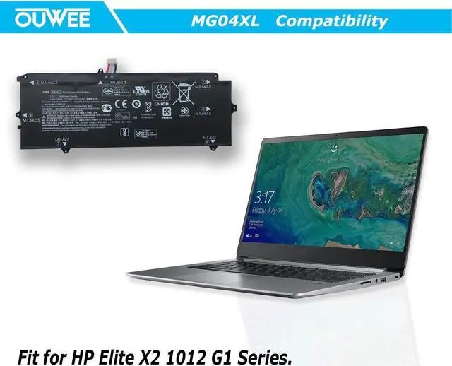 Alt view image 3 of 6 - MG04XL Laptop Battery Compatible with Hp Elite X2 1012 G1 Series Notebook HSTNN-DB7F MG04 812060-2B1 812060-2C1 812205-001 7.7V 40Wh 4820mAh