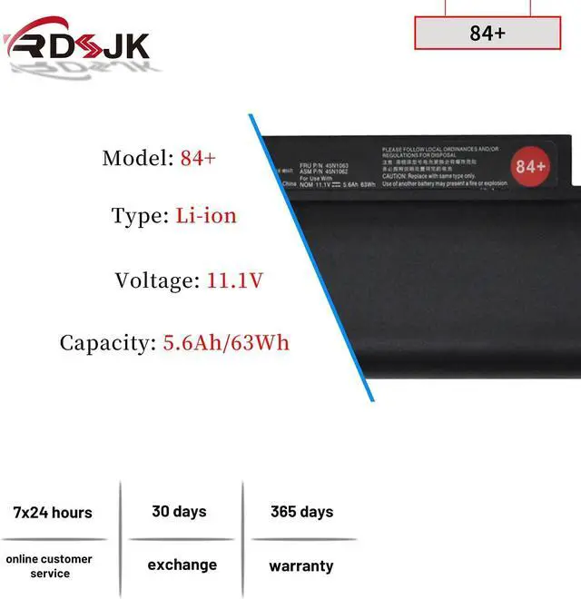 Alt view image 2 of 7 - 42T4947 42T4948 84+ 63Wh Laptop Battery for Lenovo ThinkPad Edge E120 E125 E130 E135 E145 E320 E325 E330 E335 L330 X121e X130e X131e X140e 42T4951 42T4961 45N1174 42T4958 42T4957 0A36290 0A36292 35+