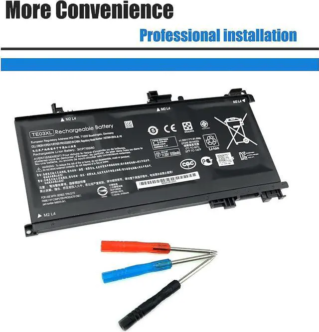 Alt view image 4 of 6 - TE03XL Battery TE03061XL for HP Omen 15-ax000:15-ax033dx 15-ax210nr 15-ax001ns;HP Pavilion 15-bc000:15-bc008tx and More 849910-850 849570-541 542 543 HSTNN-UB7A TPN-Q173-11.55V 61.6Wh 3-Cell